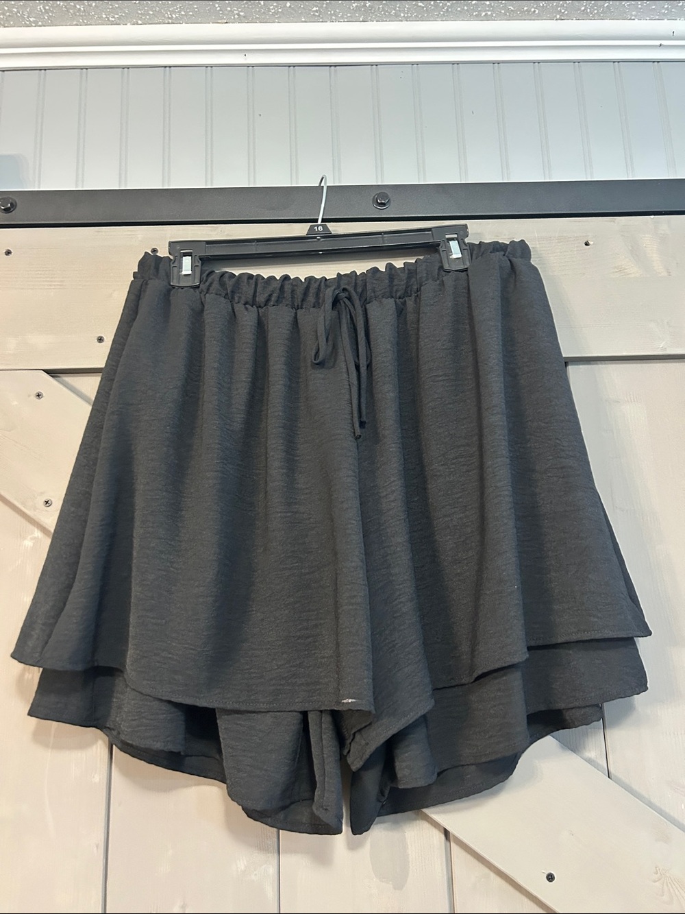 Layered Drawstring Skort - Black